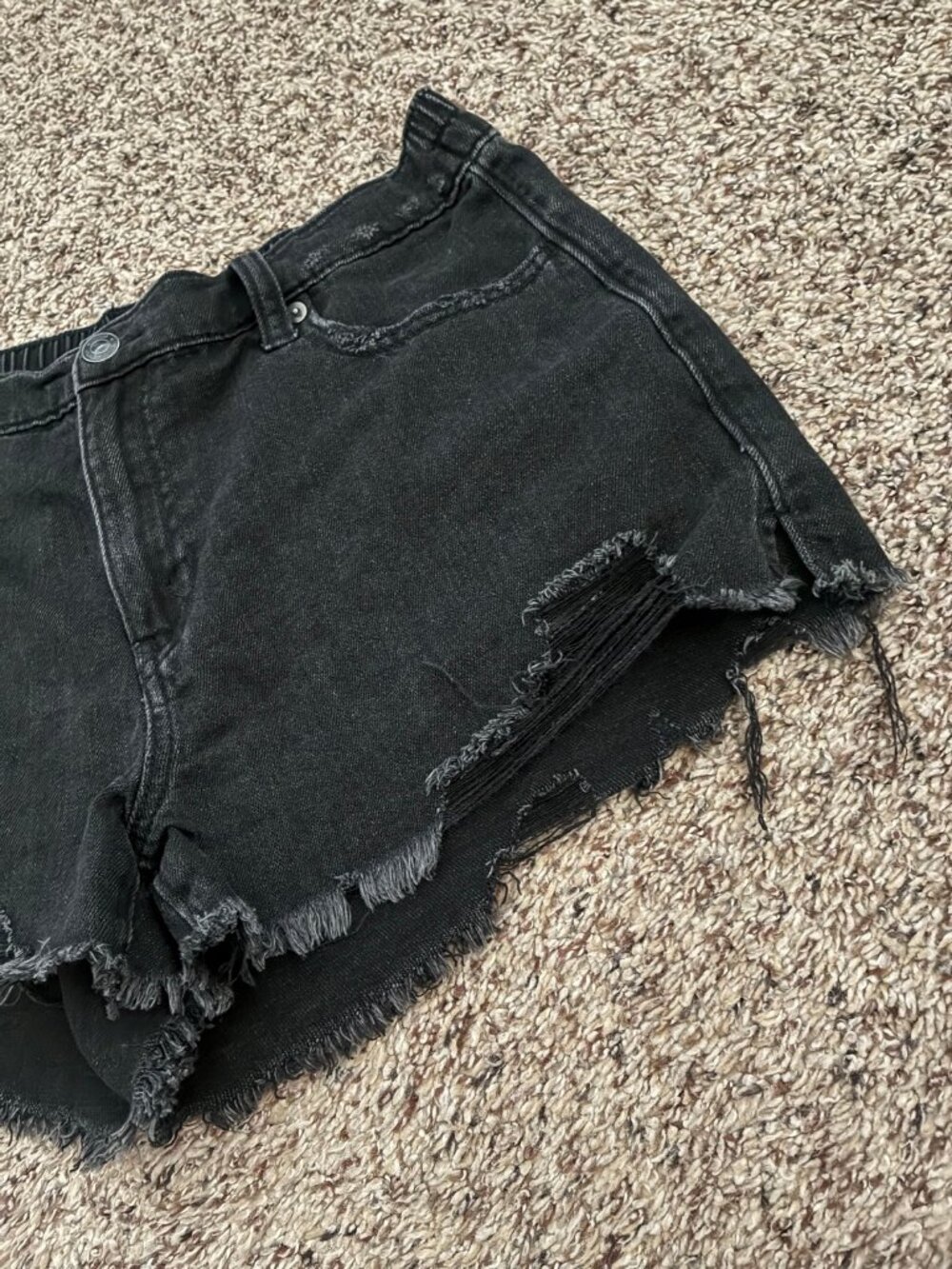 Aerie Black Denim Cutoff Shorts Size M